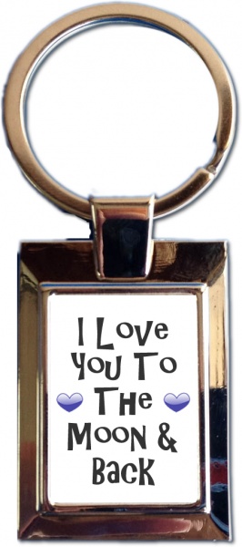 Blue Hearts I Love You To The Moon & Back Metal Keyring In Gift Box